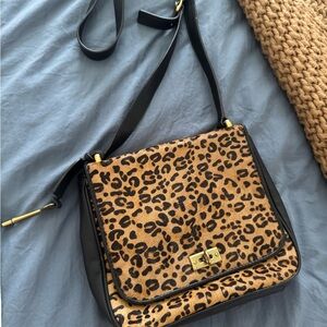 Fossil Leopard and Black Crossbody Bag